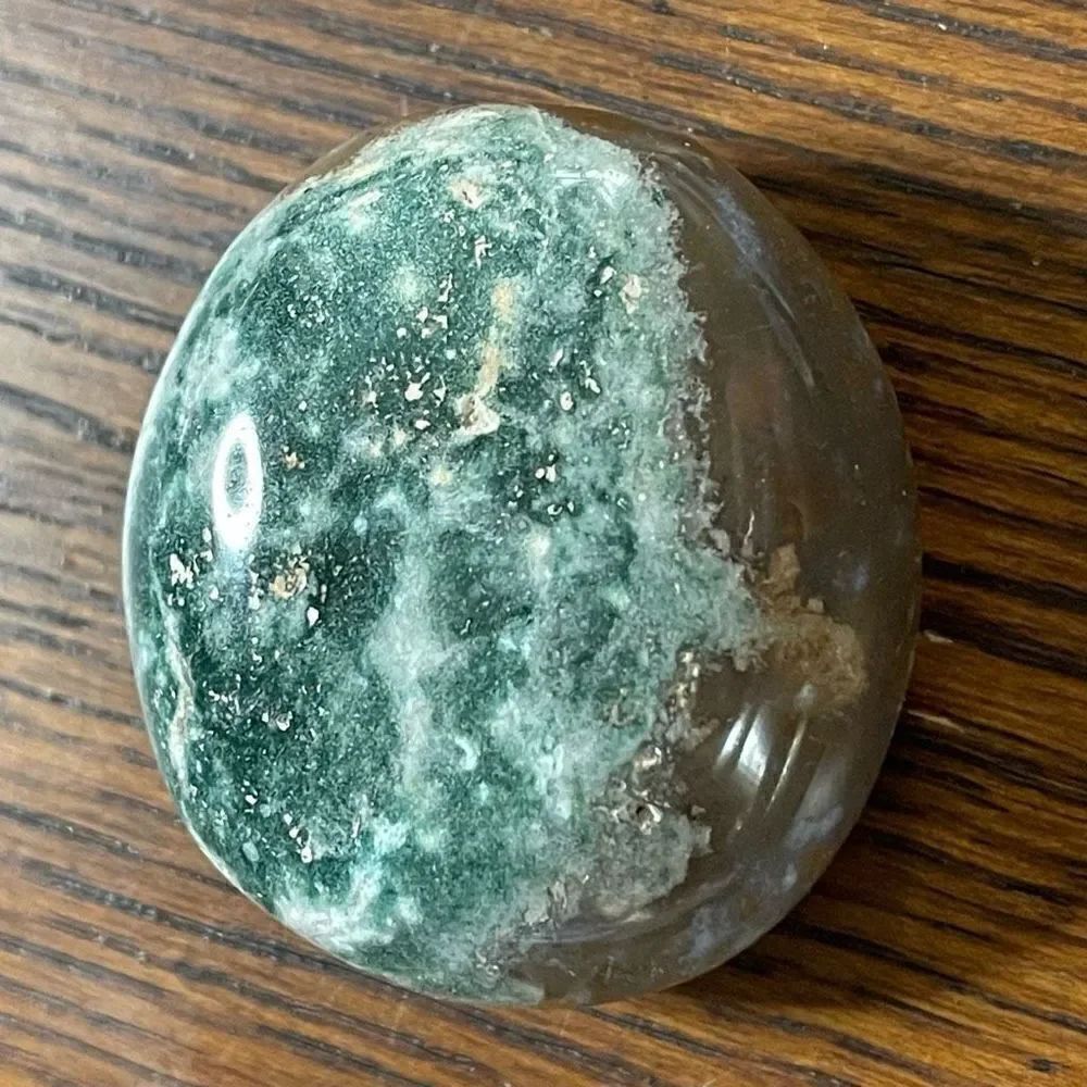 Ocean Jasper palm stone crystal white natural green brown druzy moss agate agati